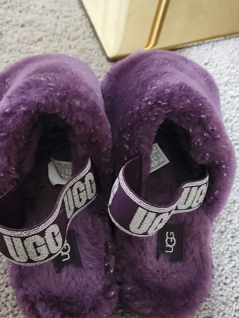 UGG Womens' Purple Fuzz Slide Sandals - Picture 2 of 4
